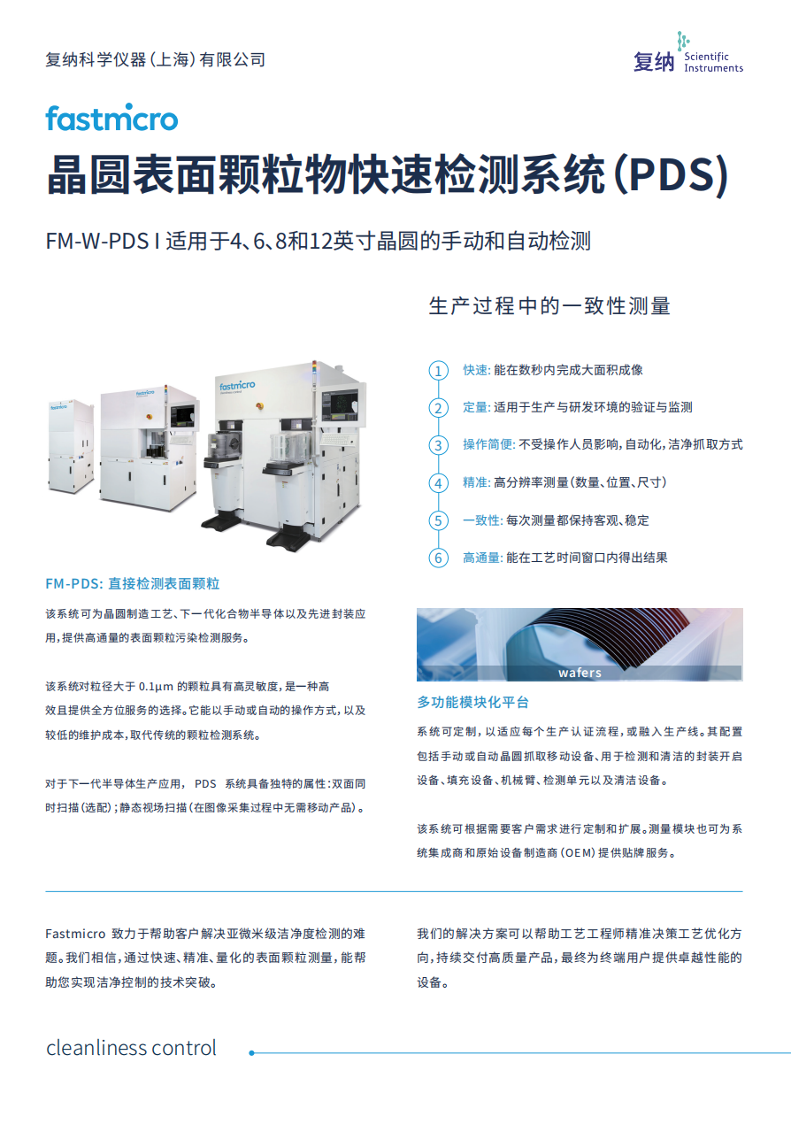 Wafer Surface Particle Rapid Detection System (PDS)